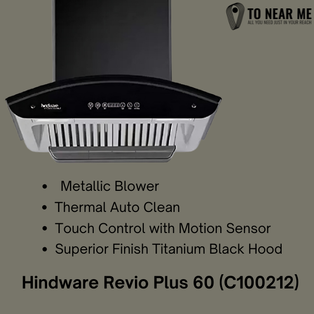 Hindware Revio Plus 60 (C100212) - Auto Clean Wall Mounted Chimney(Black 1200 CMH)